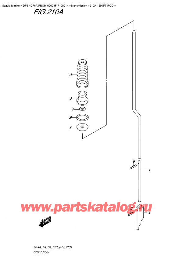 ������������ ��������, , Suzuki DF6A S/L FROMV00603F-710001~ , Shift  Rod / ������������� ����