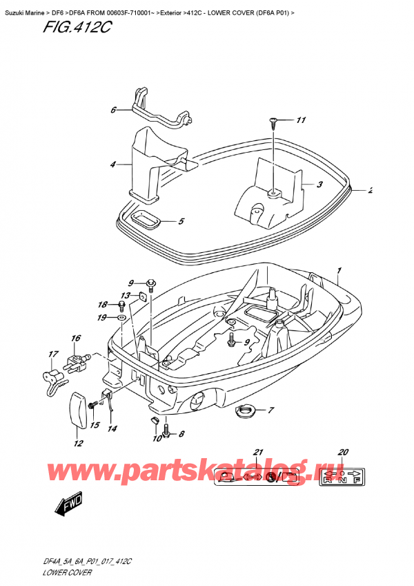 ,   , Suzuki DF6A S/L FROMV00603F-710001~ , Lower  Cover  (Df6A P01) -    (Df6A P01)