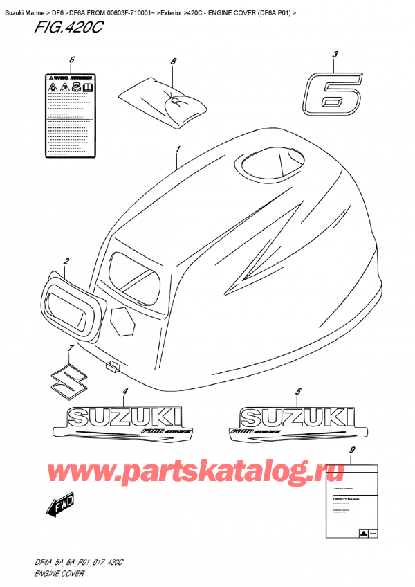 ,   , Suzuki DF6A S/L FROMV00603F-710001~ , Engine  Cover  (Df6A P01)