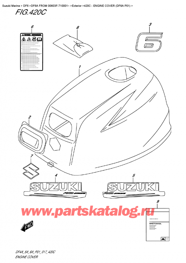  , , SUZUKI DF6A S/L FROMV00603F-710001~ , Engine  Cover  (Df6A P01)
