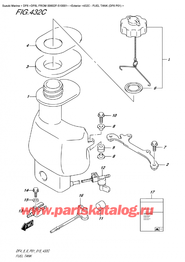 ,   , Suzuki DF6 S-L FROM 00602F-510001~ (P01), Fuel  Tank  (Df6  P01)