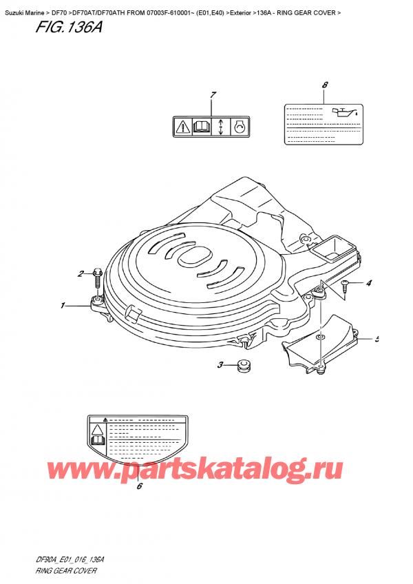  ,   , Suzuki DF70AT L/X FROM 07003F-610001~ (E01)    2016 , Ring  Gear  Cover /   