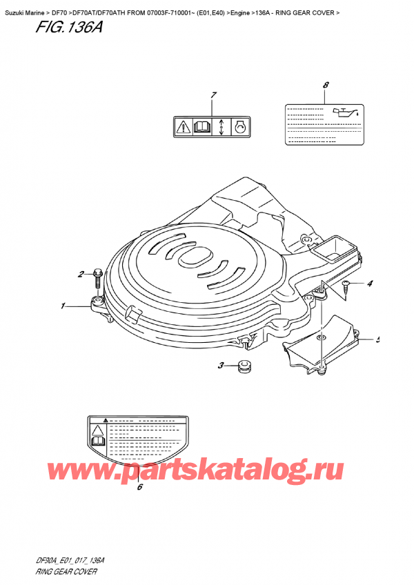 ,   , SUZUKI DF70A TS-TL FROM 07003F-710001~ (E01 017), Ring  Gear  Cover