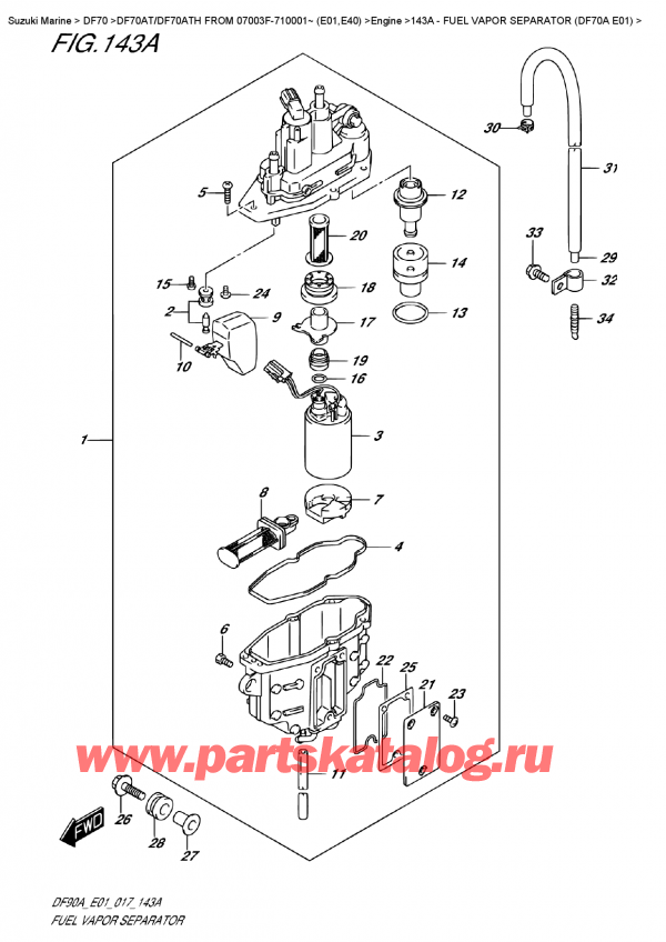  ,   , Suzuki DF70A TL FROM 07003F-710001~ (E01)  ,    (Df70A E01) / Fuel  Vapor  Separator  (Df70A  E01)