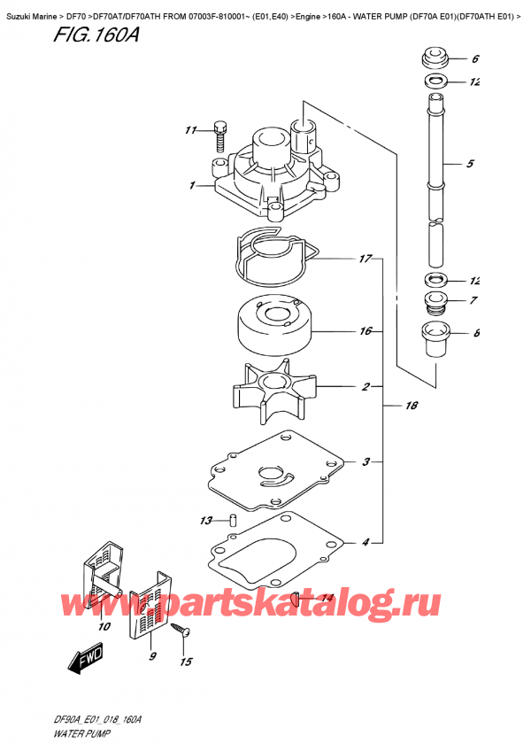   ,   , SUZUKI DF70A TS-TL FROM 07003F-810001~ (E01 018), Water Pump  (Df70A  E01)(Df70Ath  E01) -   (Df70A E01) (Df70Ath E01)