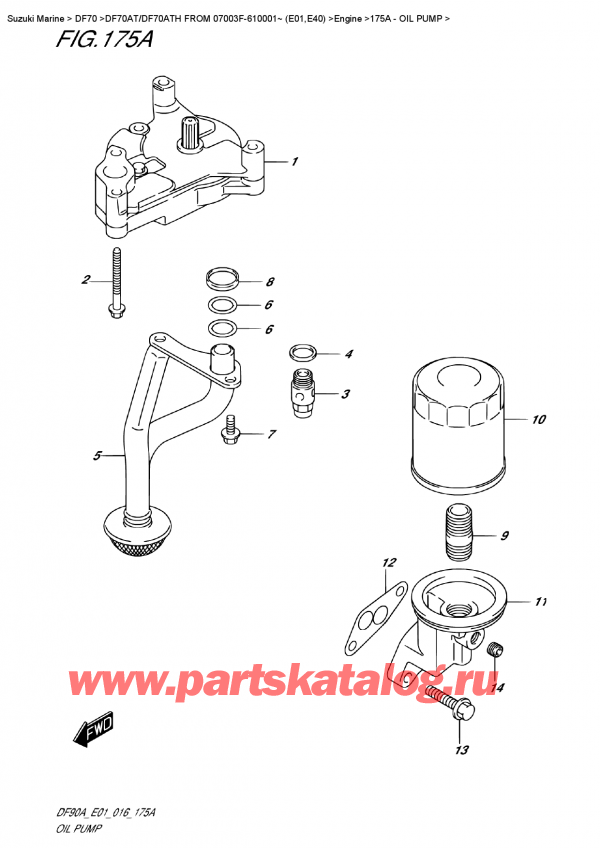  ,  , SUZUKI DF70A TS / TL FROM 07003F-610001~ (E01 016),   / Oil Pump