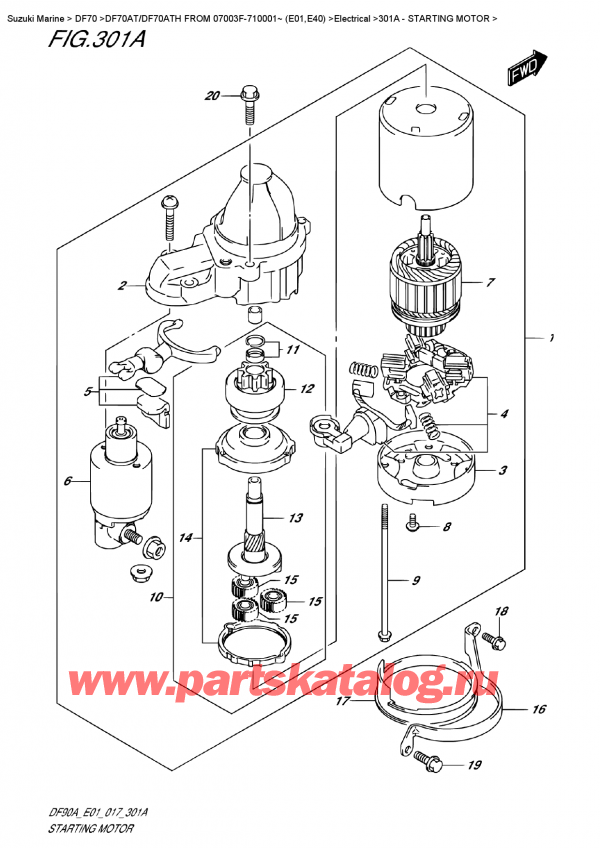  , , Suzuki DF70A TS-TL FROM 07003F-710001~ (E01 017)  2017 , Starting  Motor