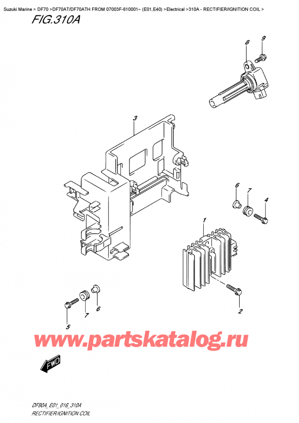   , , Suzuki DF70AT L/X FROM 07003F-610001~ (E01)  , Rectifier/ignition  Coil