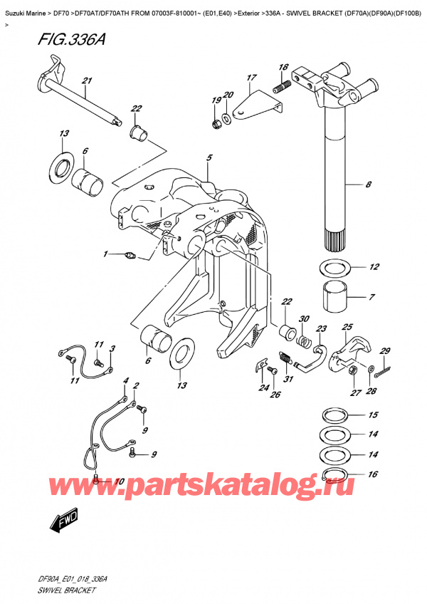   , , SUZUKI DF70A TS-TL FROM 07003F-810001~ (E01 018)  2018 , Swivel  Bracket  (Df70A)(Df90A)(Df100B)