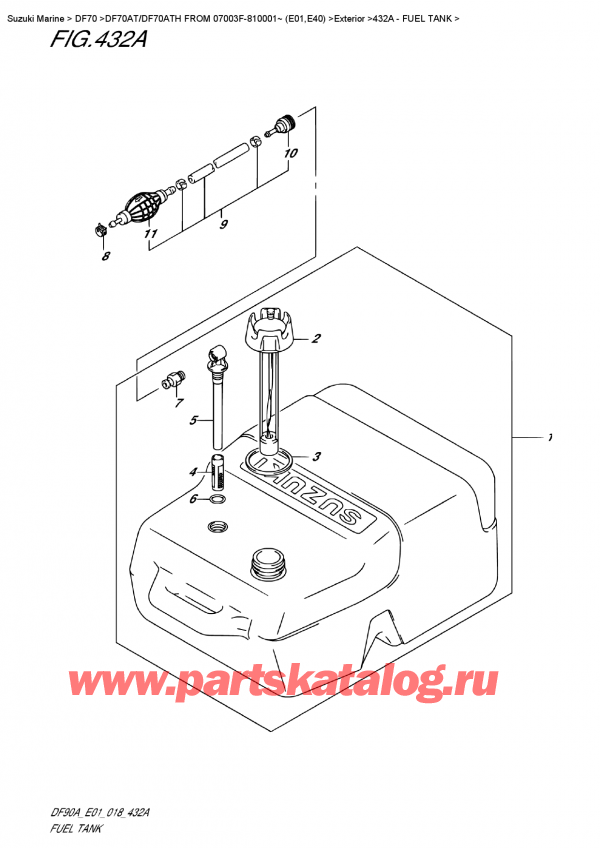  ,   , Suzuki DF70A TS-TL FROM 07003F-810001~ (E01 018)  2018 , Fuel  Tank