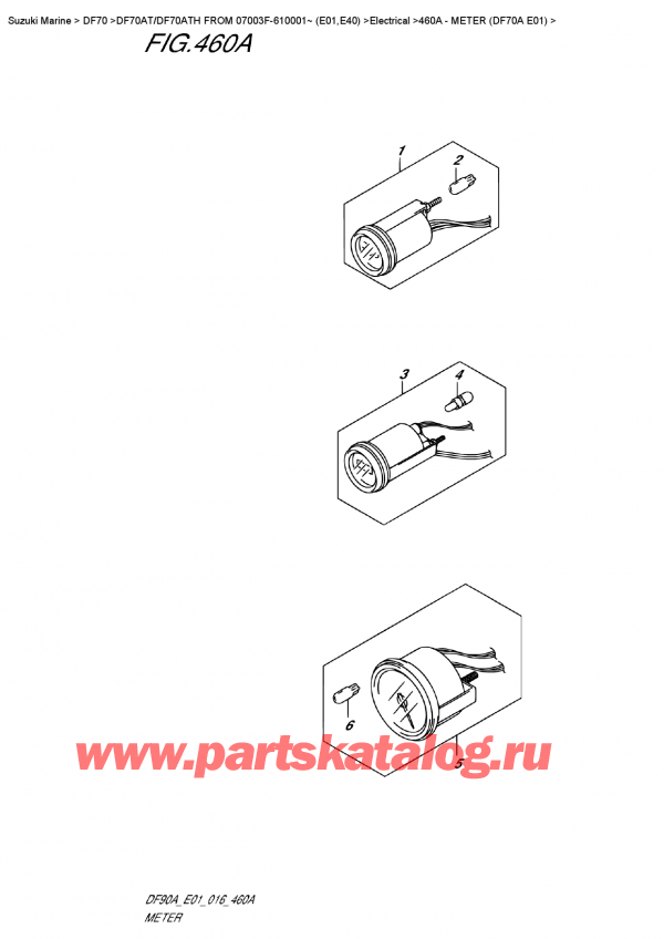  ,   , Suzuki DF70A TS / TL FROM 07003F-610001~ (E01 016), Meter  (Df70A  E01)