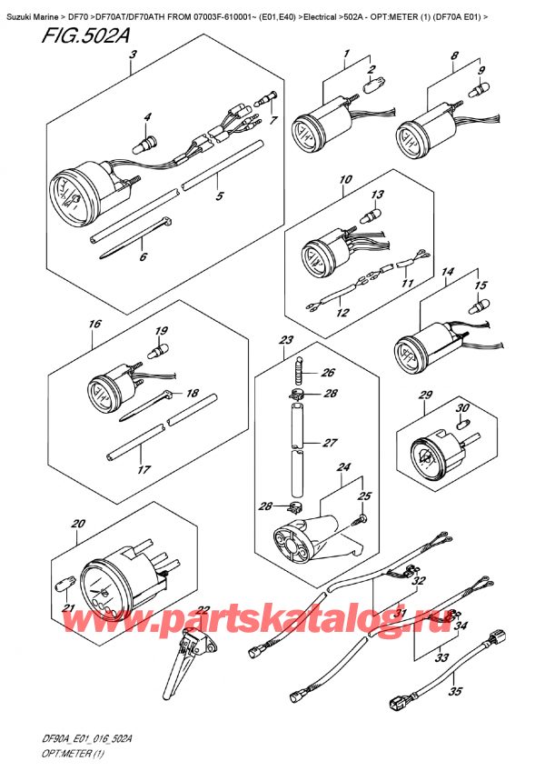  ,    , Suzuki DF70AT L/X FROM 07003F-610001~ (E01)    2016 , Opt:meter (1)  (Df70A  E01) - :  (1) (Df70A E01)