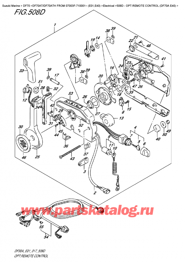   ,    , Suzuki DF70A TS-TL FROM 07003F-710001~ (E01 017), Opt:remote  Control  (Df70A  E40)