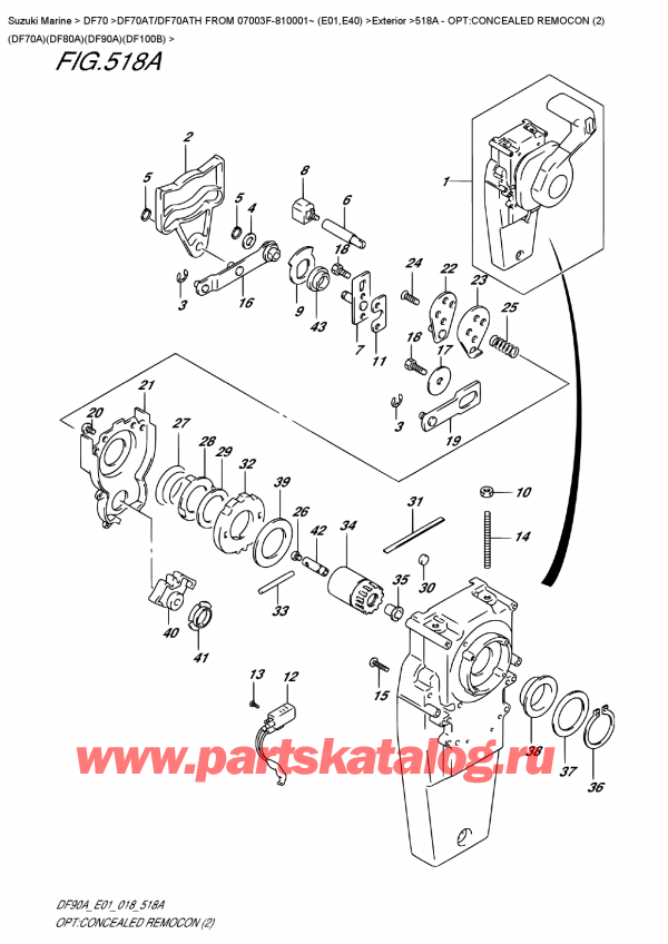  , , Suzuki DF70A TL FROM 07003F-810001~ (E01) , Opt:concealed  Remocon  (2)  (Df70A)(Df80A)(Df90A)(Df100B)