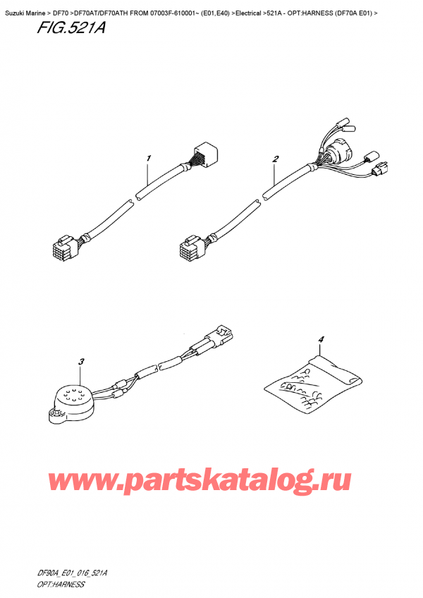  ,   , Suzuki DF70A TS / TL FROM 07003F-610001~ (E01 016), :   (Df70A E01) / Opt:harness  (Df70A  E01)