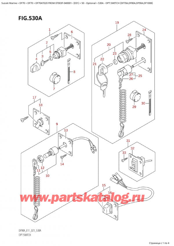   ,    , Suzuki   DF70A TS / TL 020 FROM 07003F-040001~  (E01), :  (Df70A, Df80A, Df90A, Df100B) / Opt:switch  (Df70A,Df80A,Df90A,Df100B)