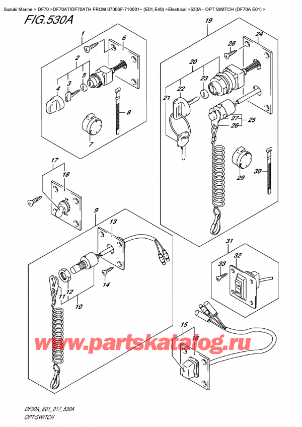 ��������� ��������, �� ��������� �������� ���������, Suzuki DF70A TS-TL FROM 07003F-710001~ (E01 017), �����: ������������� (Df70A E01)