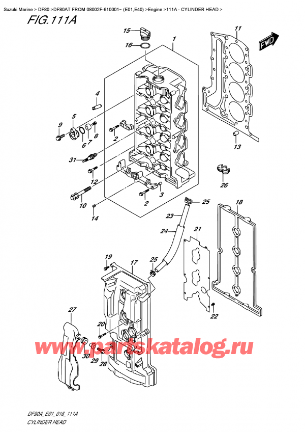   ,   ,  DF80AT FROM 08002F-610001~ (E01,E40)   2016 ,    - Cylinder Head