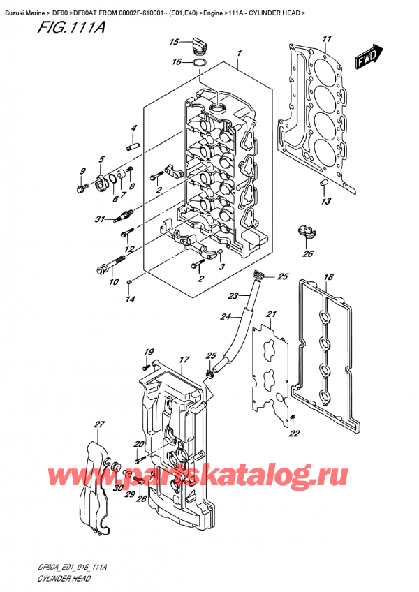  ,   , Suzuki DF80AT FROM 08002F-610001~ (E01,E40)   2016 , Cylinder Head /   