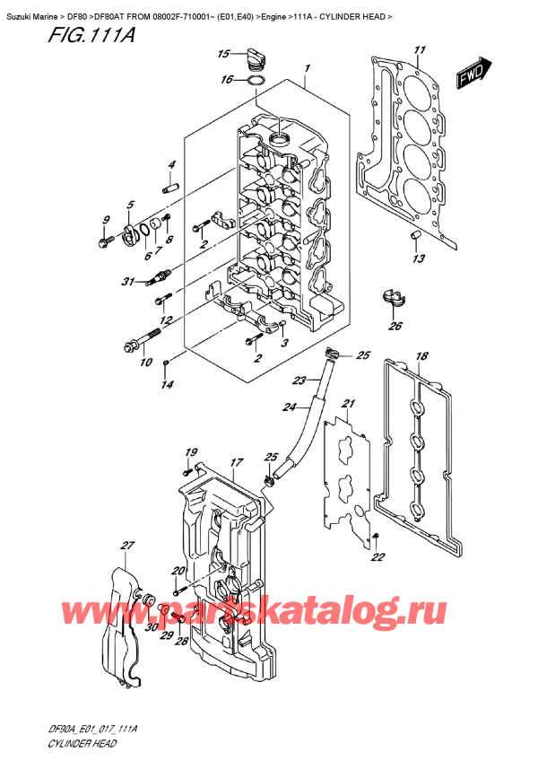   ,   , Suzuki DF80A TL FROM 08002F-710001~ (E01) , Cylinder Head /   