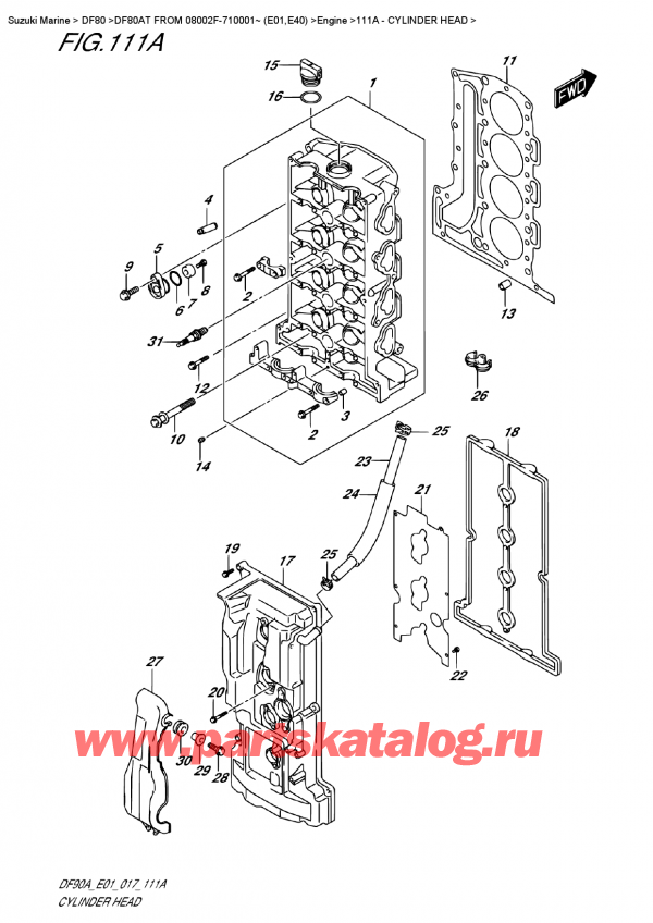  ,   ,  DF80A TL FROM 08002F-710001~ (E01)   2017 , Cylinder Head -   