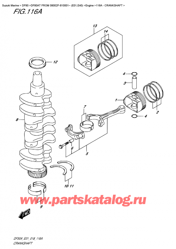  ,    , SUZUKI DF80A TL FROM 08002F-810001~ (E01)  2018 , Crankshaft - 