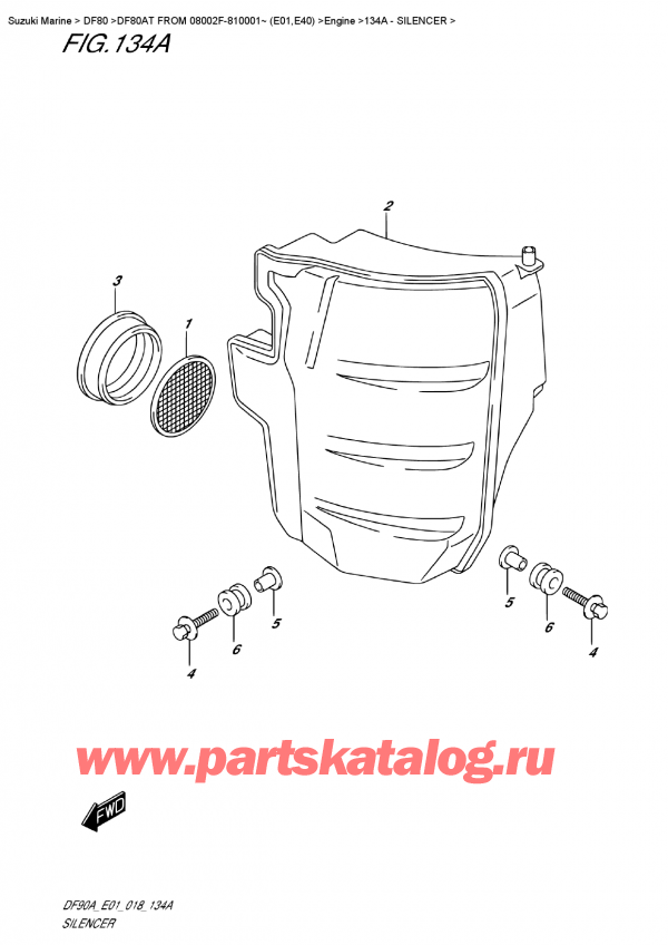  ,   , Suzuki DF80A TL FROM 08002F-810001~ (E01), Silencer