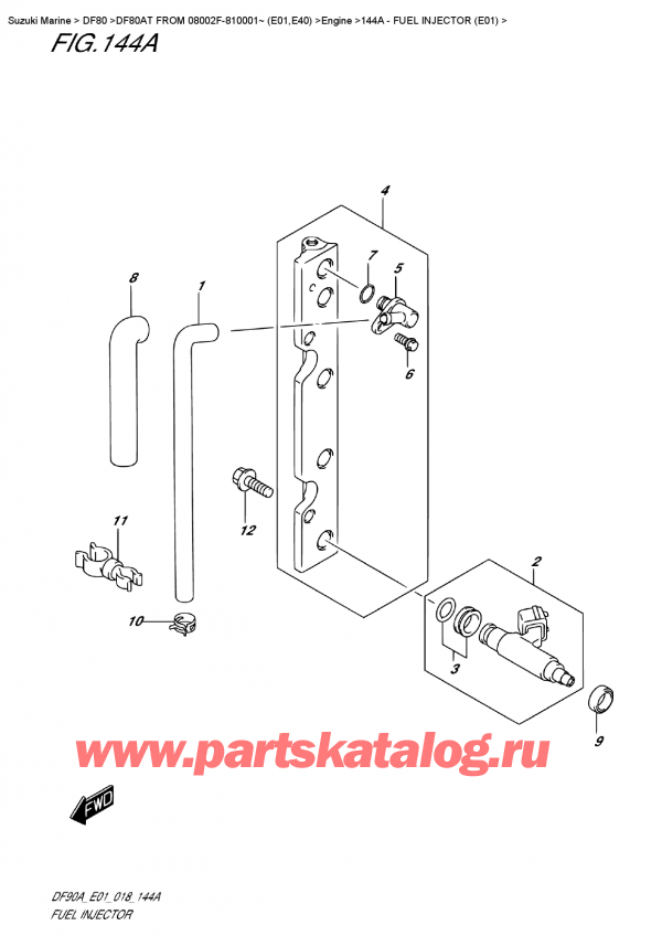 ������ ��������, �� �����, Suzuki DF80A TL FROM 08002F-810001~ (E01) ������ 2018 ����, Fuel  Injector (E01)
