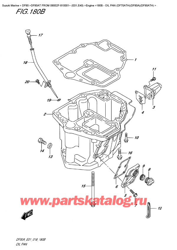  ,  , Suzuki DF80A TL FROM 08002F-810001~ (E01)  2018 , Oil  Pan (Df70Ath)(Df80A)(Df90Ath)