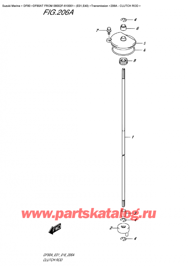   ,    , SUZUKI DF80AT FROM 08002F-610001~ (E01,E40)   2016 , Clutch Rod -  