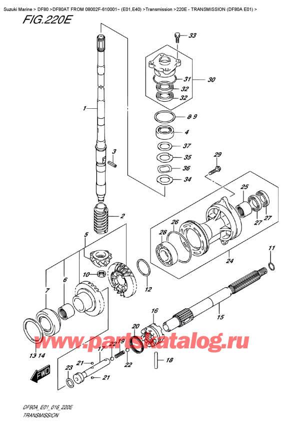  ,   , Suzuki DF80AT FROM 08002F-610001~ (E01,E40)   2016 , Transmission (Df80A E01)