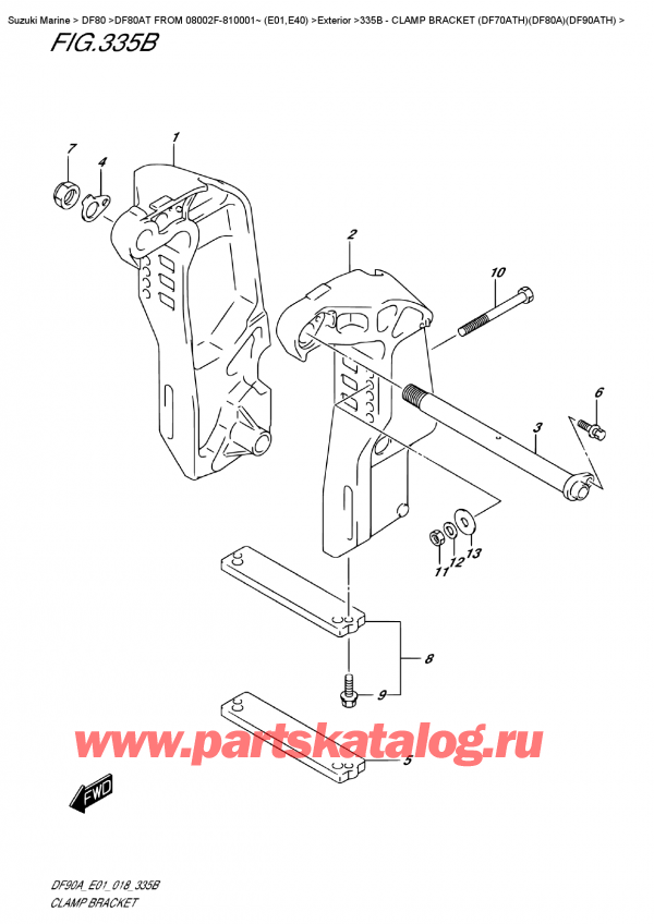 ,   , Suzuki DF80A TL FROM 08002F-810001~ (E01)  2018 , Clamp Bracket  (Df70Ath)(Df80A)(Df90Ath)