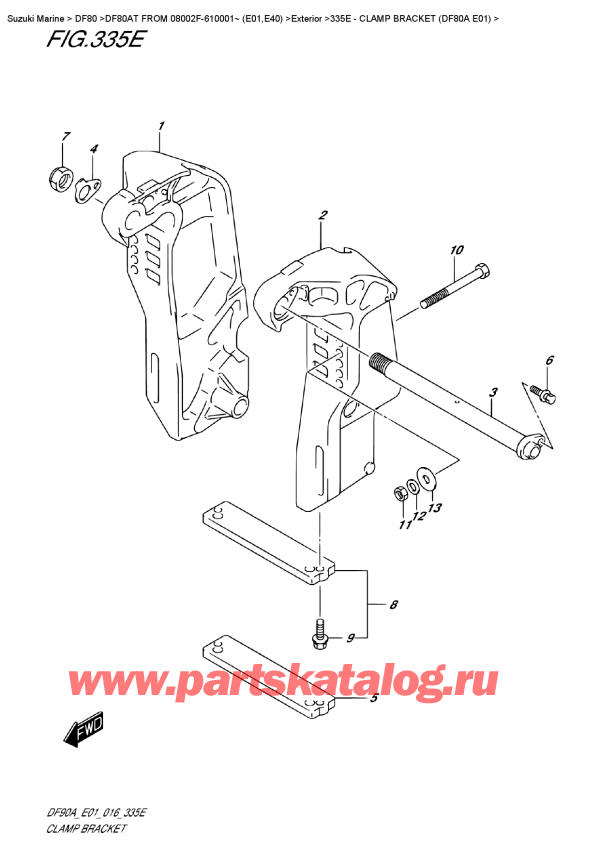  ,   , Suzuki DF80AT FROM 08002F-610001~ (E01,E40) , Clamp Bracket  (Df80A  E01)