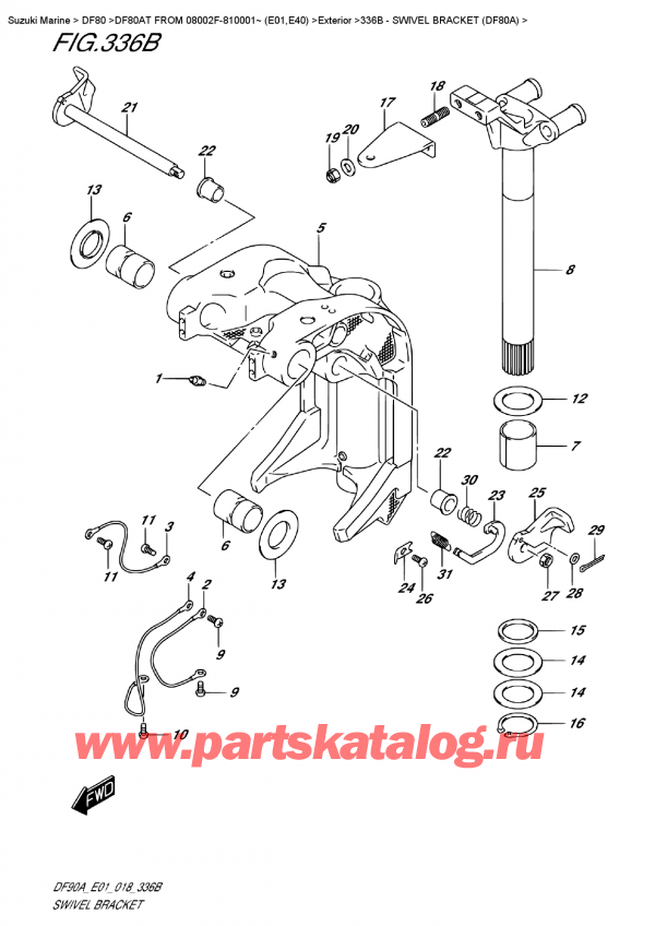 ,   , Suzuki DF80A TL FROM 08002F-810001~ (E01)  2018 , Swivel Bracket  (Df80A)