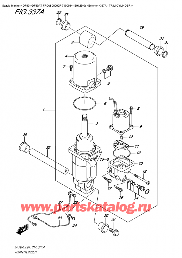 ��������� ������������ ��������, �� �����, Suzuki DF80A TL FROM 08002F-710001~ (E01) , Trim  Cylinder / ������� �����