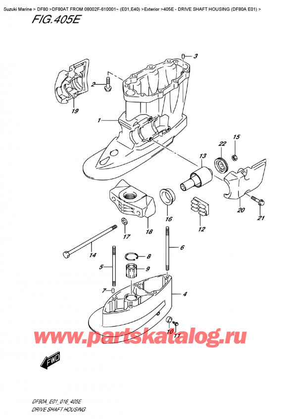 ,    ,  DF80AT FROM 08002F-610001~ (E01,E40)   2016 , Drive  Shaft Housing  (Df80A  E01)