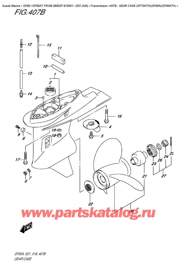  ,   , Suzuki DF80A TL FROM 08002F-810001~ (E01)  2018 , Gear Case (Df70Ath)(Df80A)(Df90Ath)