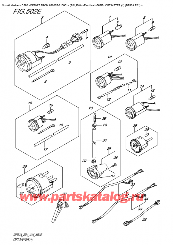  ,    , Suzuki DF80AT FROM 08002F-610001~ (E01,E40)   2016 , Opt:meter (1) (Df80A E01) - :  (1) (Df80A E01)