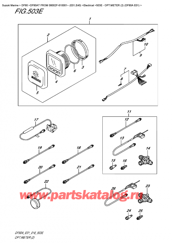 ,  , Suzuki DF80AT FROM 08002F-610001~ (E01,E40)   2016 , Opt:meter  (2)  (Df80A  E01)