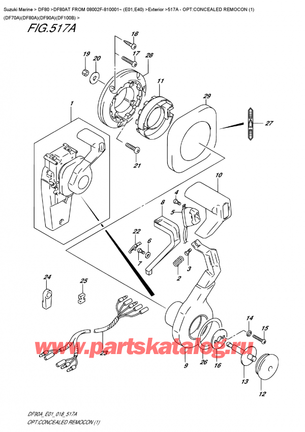 ��������� ��������, �� �������� �����, Suzuki DF80A TL FROM 08002F-810001~ (E01), �����: ������������� ����������, ������� ��������� (1) (Df70A) (Df80A) (Df90A) (Df100B) - Opt:concealed  Remocon  (1)  (Df70A)(Df80A)(Df90A)(Df100B)
