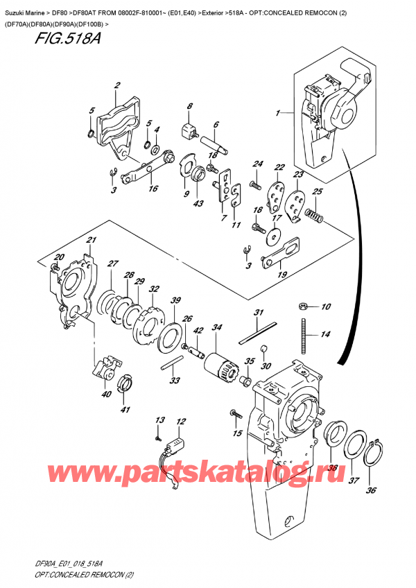 ,  , Suzuki DF80A TL FROM 08002F-810001~ (E01), Opt:concealed  Remocon  (2)  (Df70A)(Df80A)(Df90A)(Df100B) - :  ,   (2) (Df70A) (Df80A) (Df90A) (Df100B)