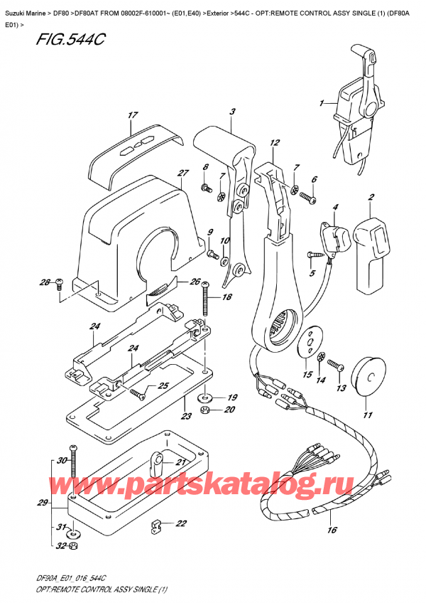   ,   , Suzuki DF80AT FROM 08002F-610001~ (E01,E40) , Opt:remote  Control  Assy  Single  (1)  (Df80A  E01)