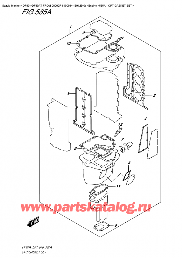   ,   , SUZUKI DF80AT FROM 08002F-610001~ (E01,E40) , Opt:gasket Set