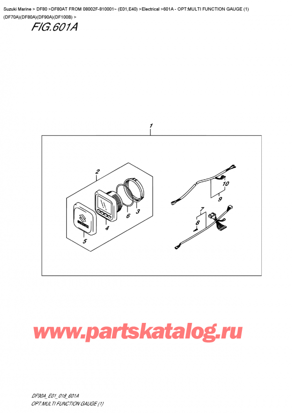  , , Suzuki DF80A TL FROM 08002F-810001~ (E01), : multi Function Gauge (1) (Df70A) (Df80A) (Df90A) (Df100B)