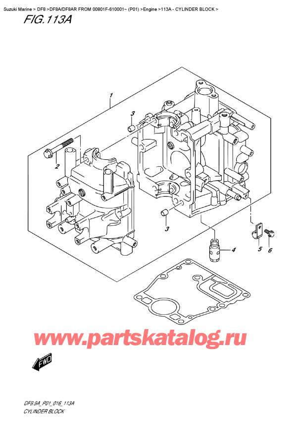  ,    , Suzuki Suzuki DF8A/DF8AR  FROM 00801F-610001~ (P01)   2016 , Cylinder Block