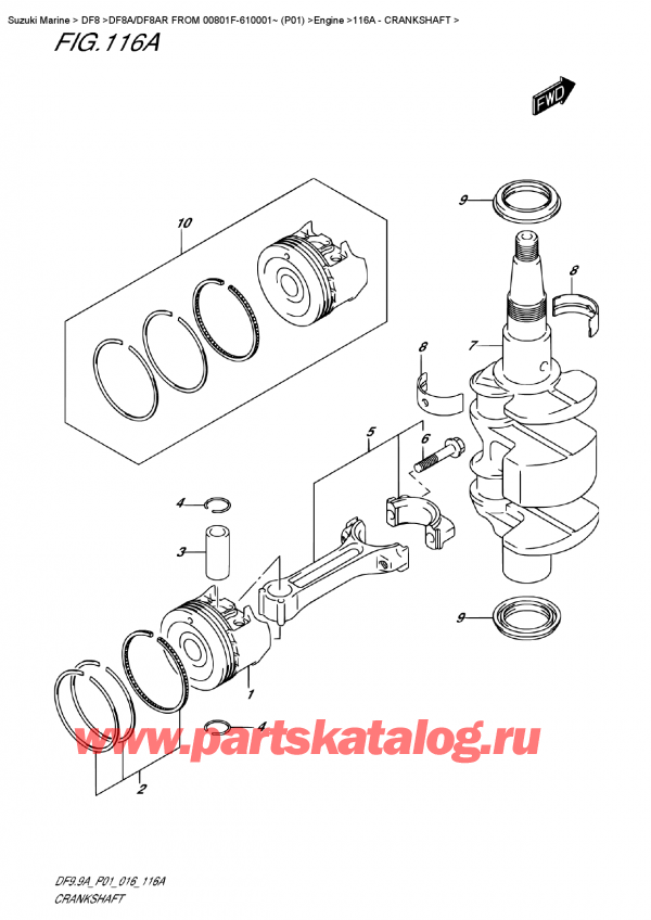 ,   ,  Suzuki DF8A/DF8AR  FROM 00801F-610001~ (P01) , Crankshaft - 