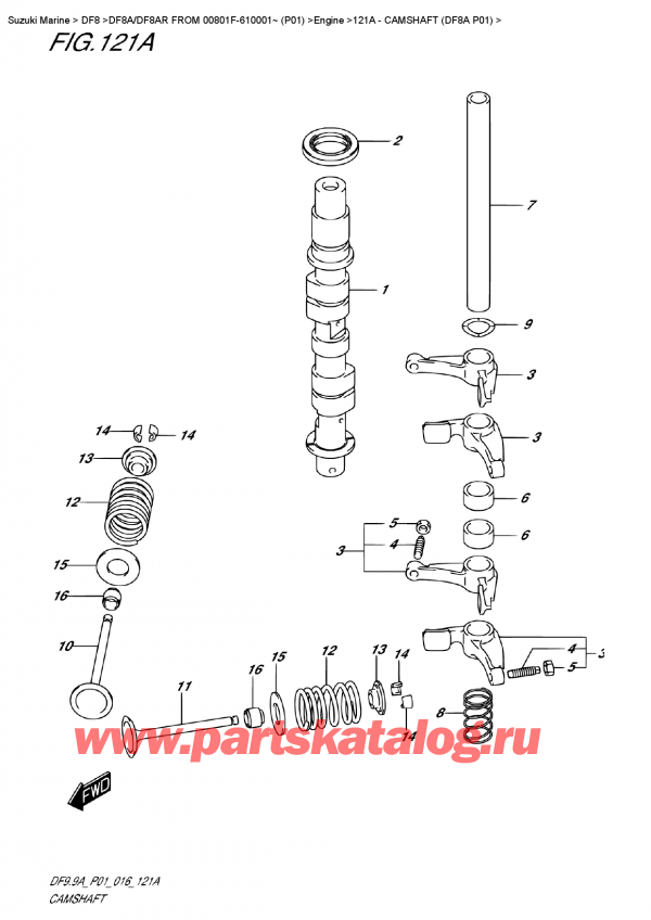  ,    ,  Suzuki DF8A/DF8AR  FROM 00801F-610001~ (P01) , Camshaft (Df8A P01)