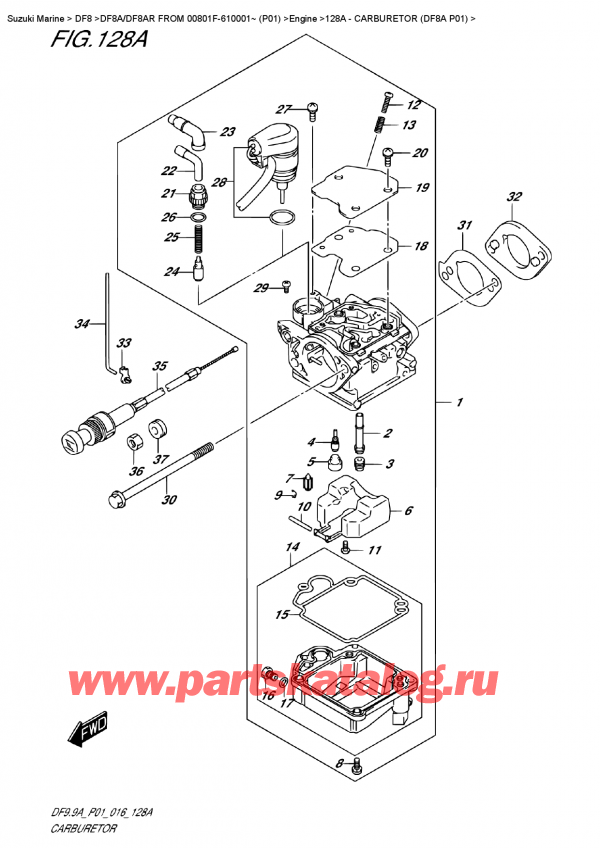  ,    , Suzuki Suzuki DF8A/DF8AR  FROM 00801F-610001~ (P01)   2016 ,  (Df8A P01) - Carburetor (Df8A P01)