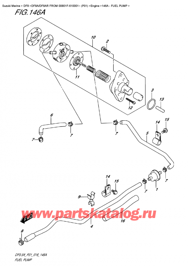 ,   , Suzuki Suzuki DF8A/DF8AR  FROM 00801F-610001~ (P01)   2016 , Fuel  Pump /  