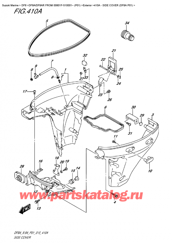 ��������� ��������, �� �������� �����, SUZUKI DF8A S FROM 00801F-510001~ (P01) ������ 2015 ����, Side  Cover (Df8A  P01) - ������� ������ (Df8A P01)